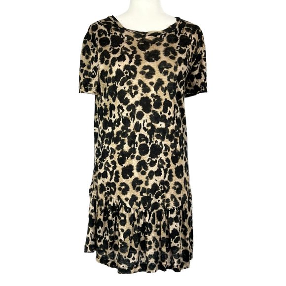 Current Elliott The Crystal Leopard Print Linen Jersey Mini Dress size 0 - Picture 3 of 11